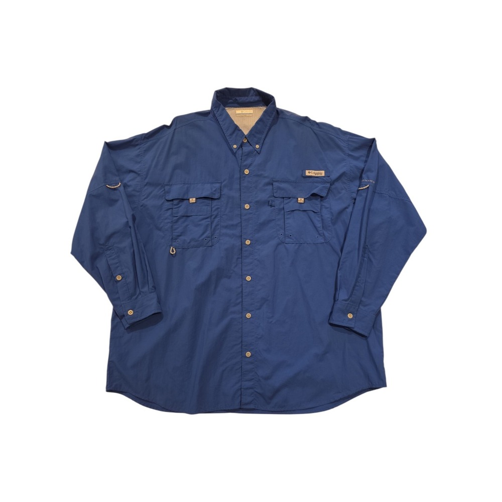 Columbia PFG Mens XXL Fishing Shirt Blue Vented Omni-Shade Outdoor